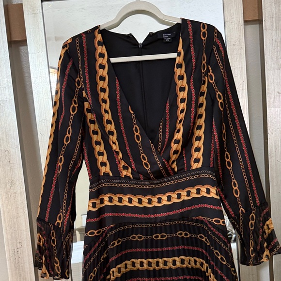 Guess by Marciano Black Dress with Gold and Red Chain Pattern - Picture 1 of 5